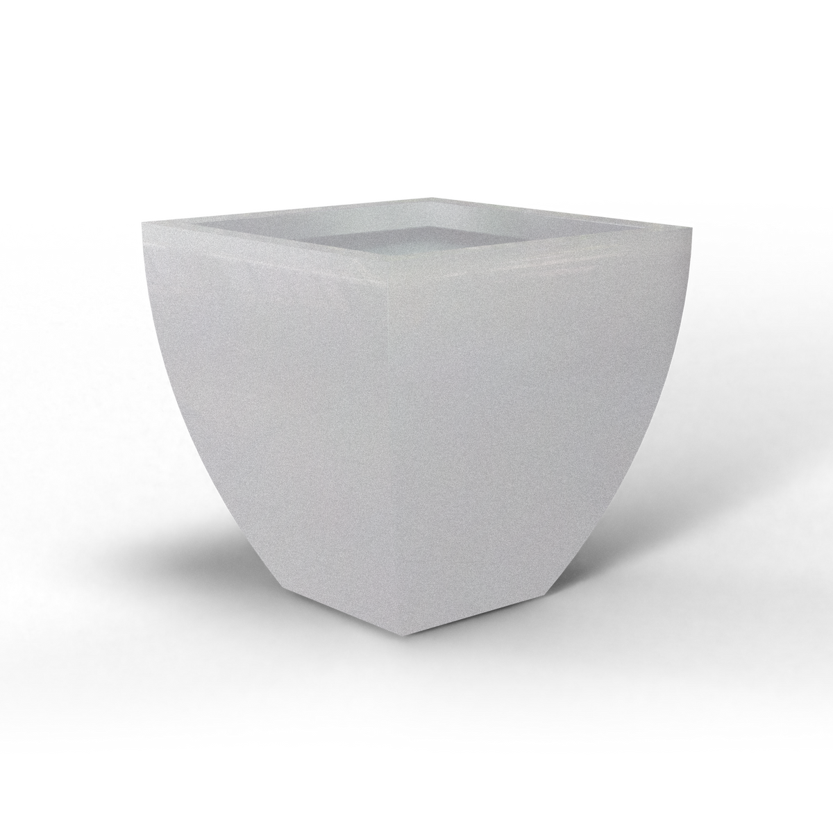 Lima tapered square fiberglass planter in Metallic Silver, studio render