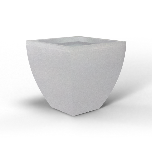 Lima tapered square fiberglass planter in Metallic Silver, studio render