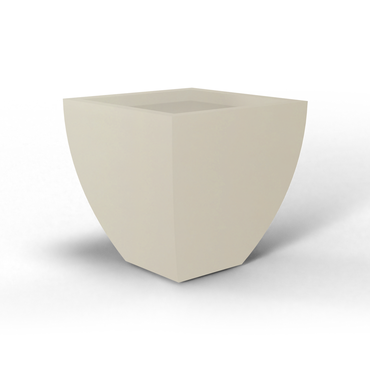 Lima tapered square fiberglass planter in Satin Beige, studio render