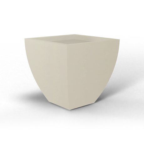 Lima tapered square fiberglass planter in Satin Beige, studio render