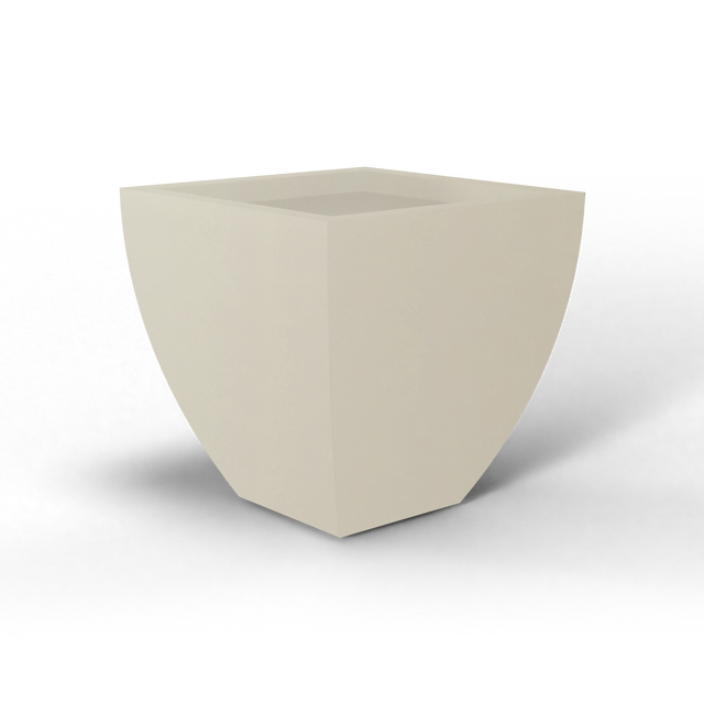 Lima tapered square fiberglass planter in Satin Beige, studio render