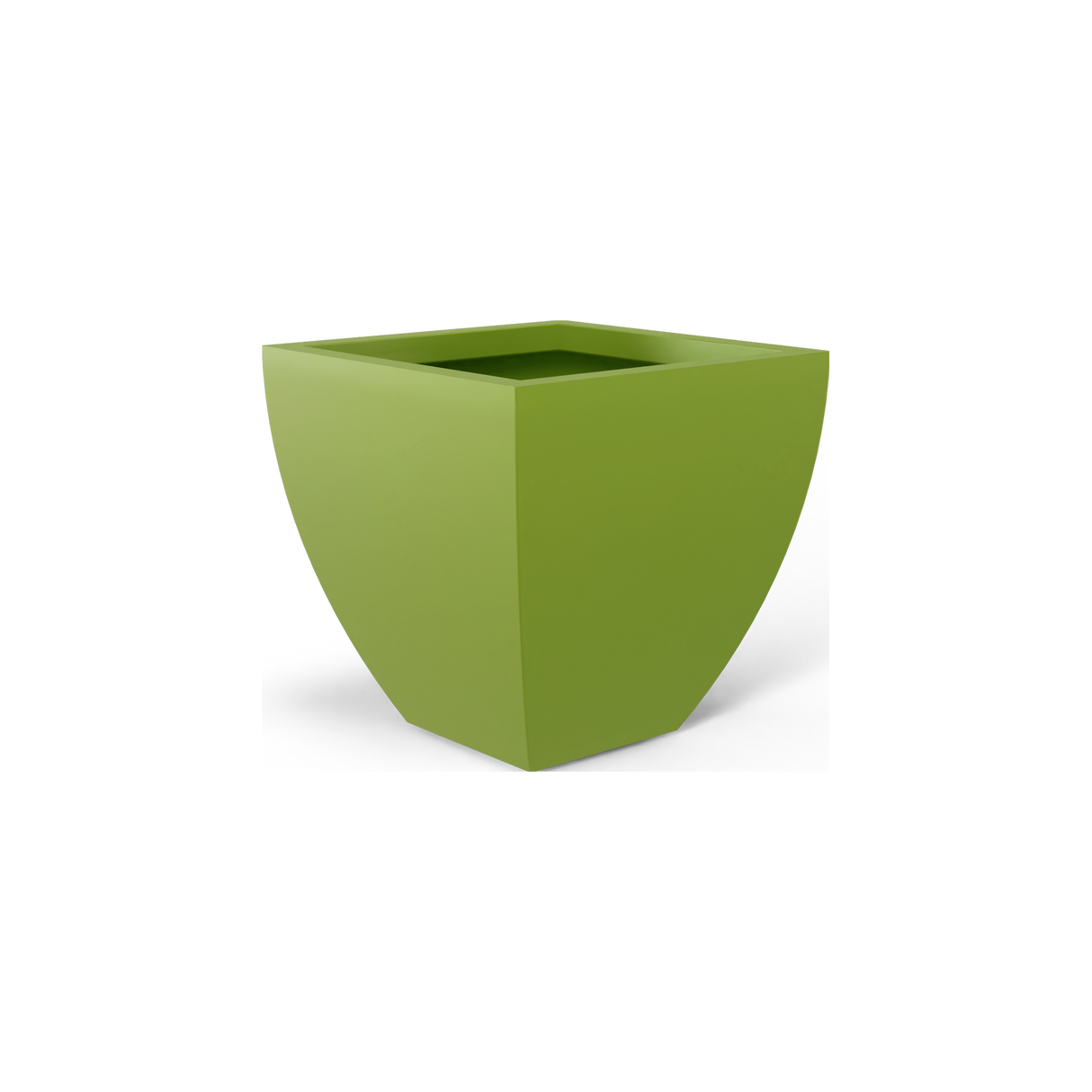 Lima tapered square fiberglass planter in Satin Green