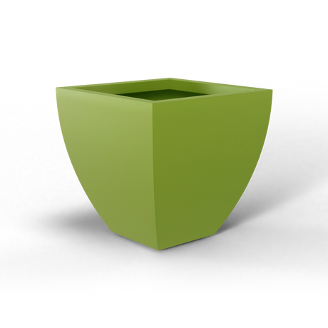 Lima tapered square fiberglass planter in Satin Green, studio render
