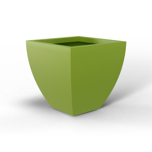 Lima tapered square fiberglass planter in Satin Green, studio render