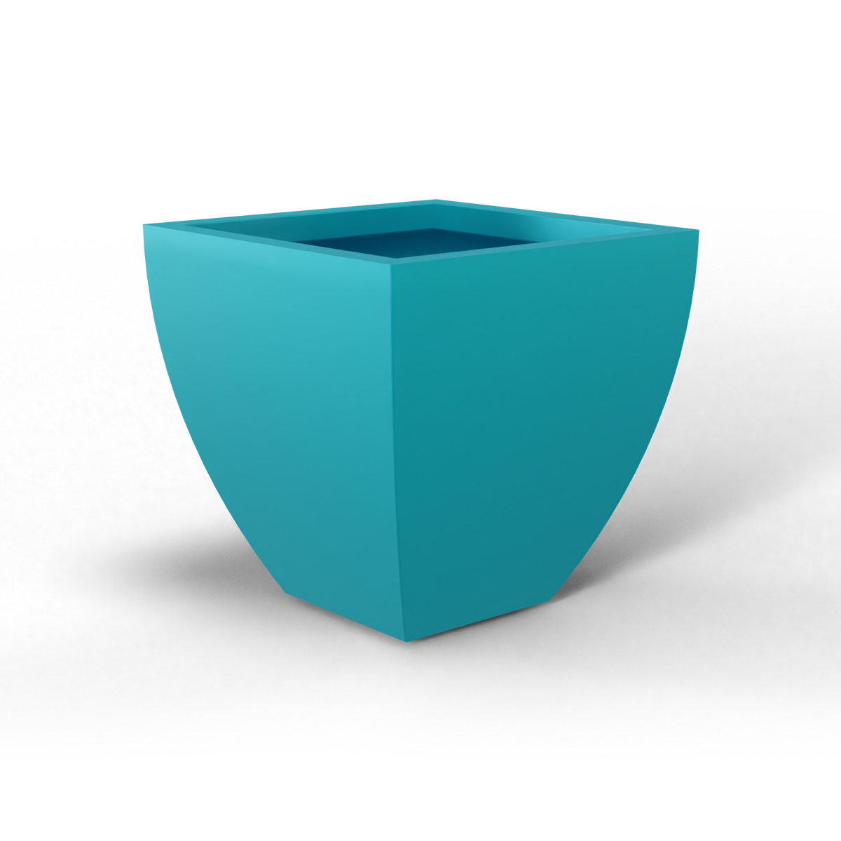 Lima tapered square fiberglass planter in Satin Seafoam Green, studio render