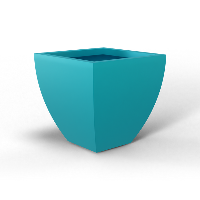 Lima tapered square fiberglass planter in Satin Seafoam Green, studio render