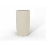 Lisbon tall round fiberglass planter in satin beige