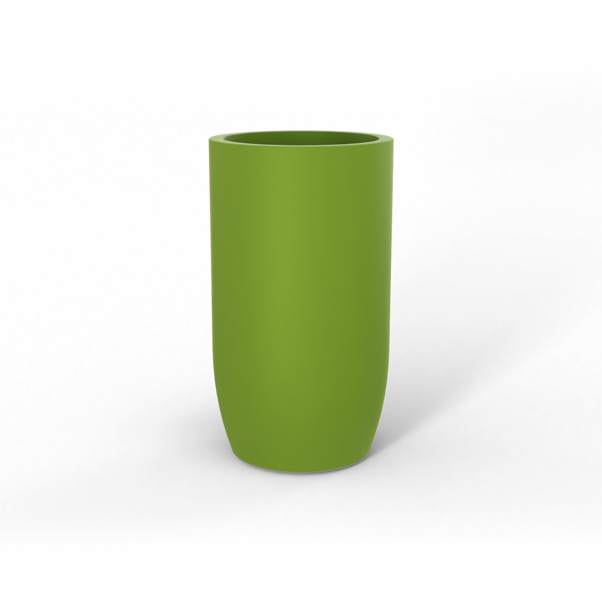 Lisbon tall round fiberglass planter in satin green
