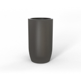 Lisbon tall round fiberglass planter in matte gun metal