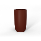 Lisbon tall round fiberglass planter in matte terracotta