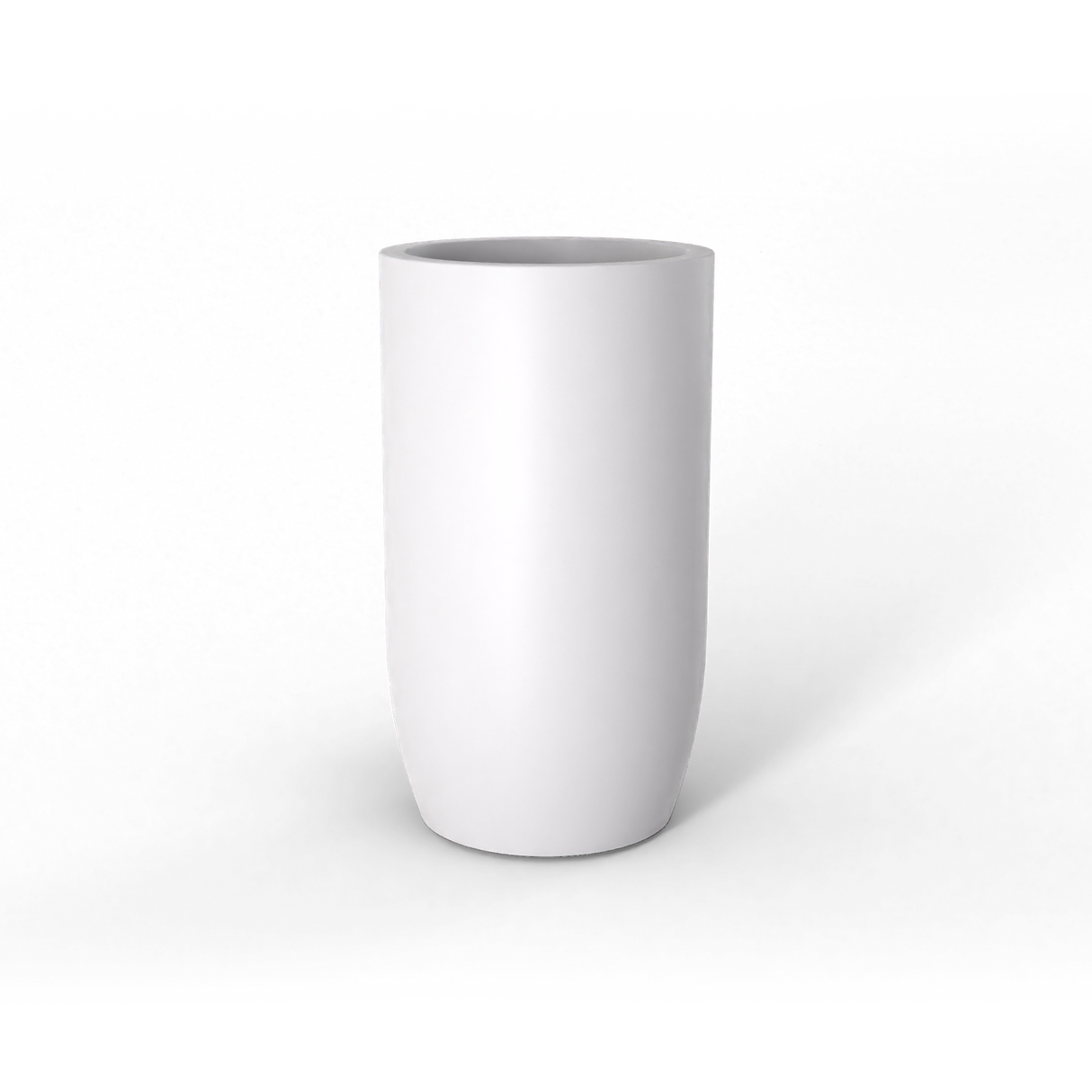 Lisbon tall round fiberglass planter in matte white