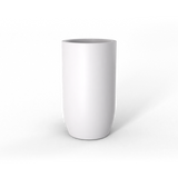 Lisbon tall round fiberglass planter in matte white