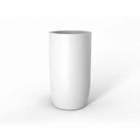 Lisbon tall round fiberglass planter in matte white