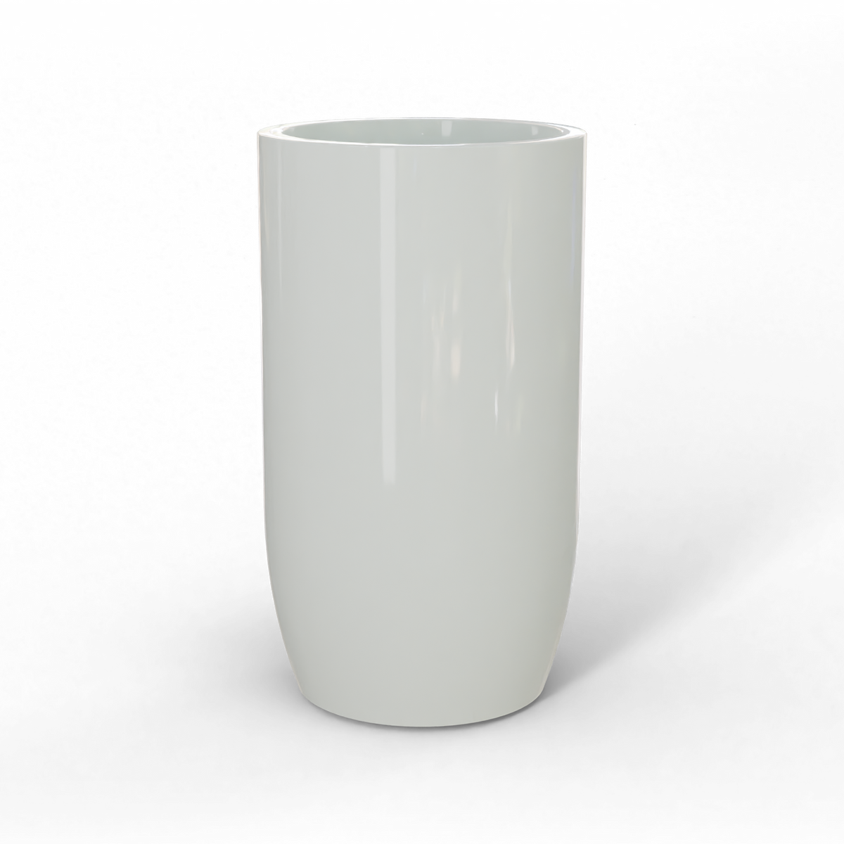 Lisbon tall round fiberglass planter in Gloss Bright White, studio render