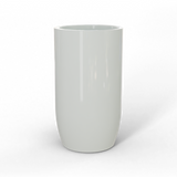 Lisbon tall round fiberglass planter in Gloss Bright White, studio render