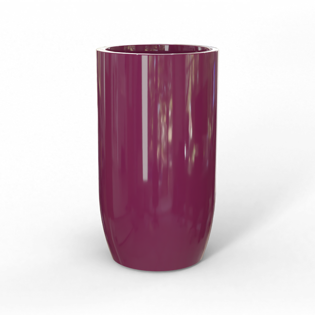 Lisbon tall round fiberglass planter in Gloss Eggplant, studio render