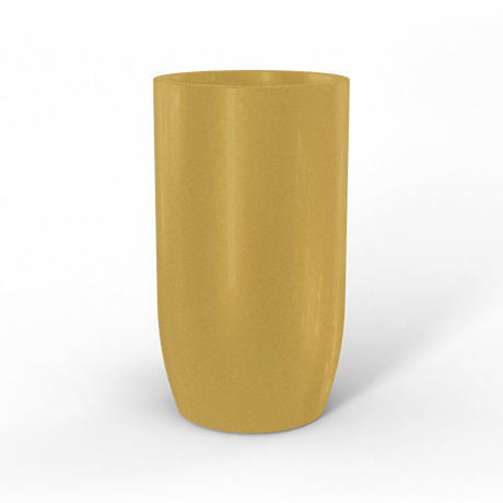 Lisbon tall round fiberglass planter in Gloss Metallic Gold, studio render