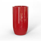 Lisbon tall round fiberglass planter in Gloss Red, studio render