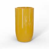 Lisbon tall round fiberglass planter in Gloss Saffron, studio render