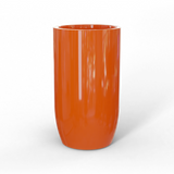 Lisbon tall round fiberglass planter in Gloss Tangerine, studio render