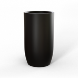 Lisbon tall round fiberglass planter in Matte Black, studio render