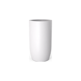 Lisbon tall round tapered fiberglass planter in Matte Bright White