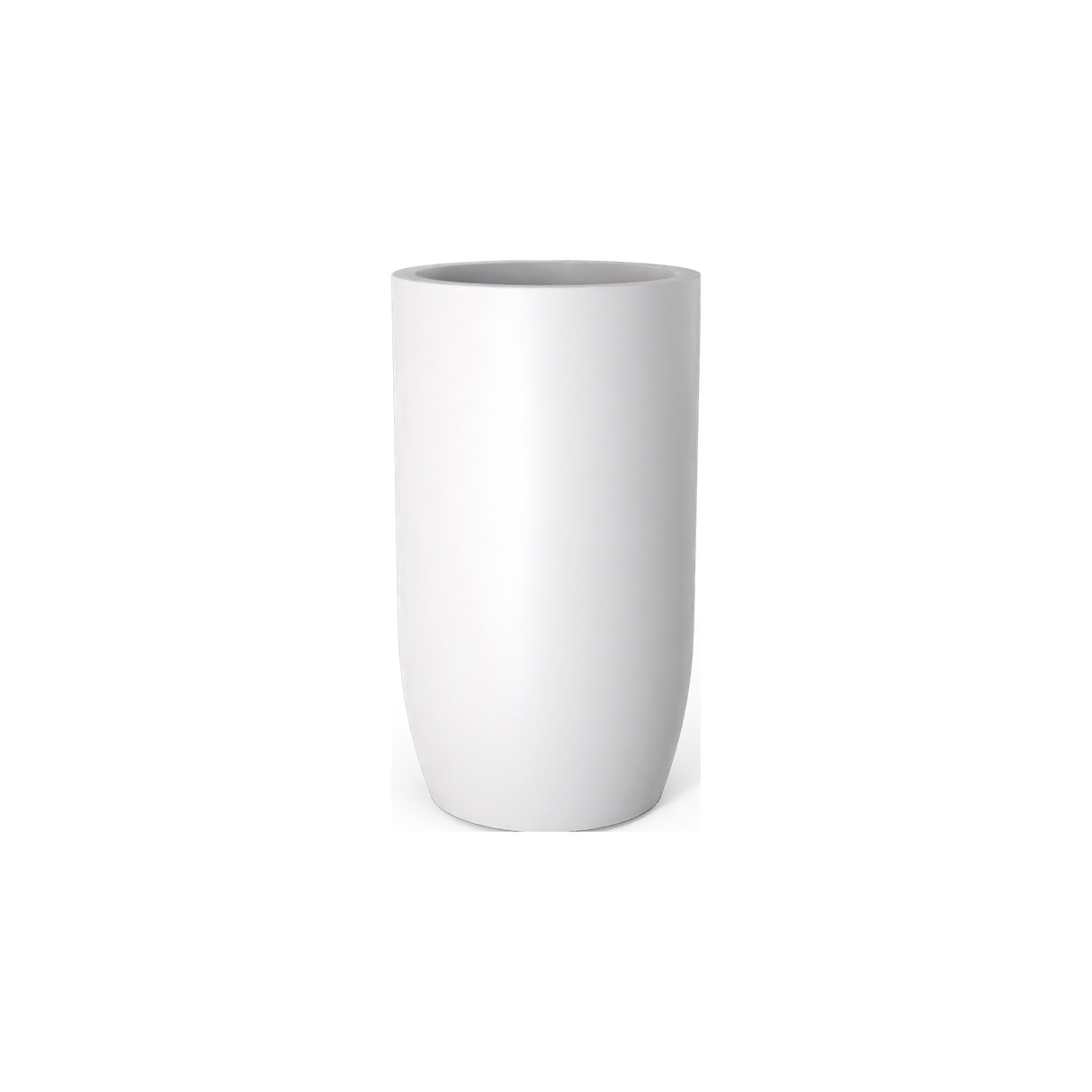 Lisbon tall round tapered fiberglass planter in Matte Bright White