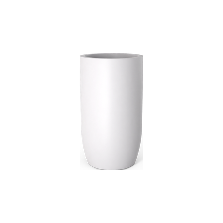 Lisbon tall round tapered fiberglass planter in Matte Bright White