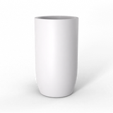 Lisbon tall round fiberglass planter in Matte Bright White, studio render