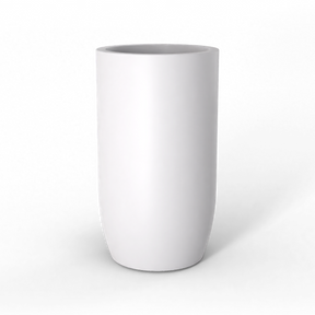 Lisbon tall round fiberglass planter in Matte Bright White, studio render