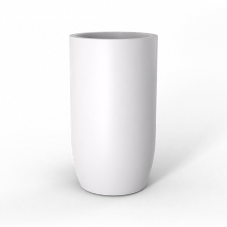 Lisbon tall round fiberglass planter in Matte Bright White, studio render