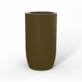 Lisbon tall round fiberglass planter in Matte Bronze, studio render