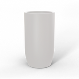 Lisbon tall round fiberglass planter in Matte Cement Grey, studio render