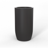 Lisbon tall round fiberglass planter in Matte Charcoal, studio render