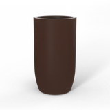 Lisbon tall round fiberglass planter in Matte Dark Brown, studio render