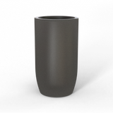 Lisbon tall round fiberglass planter in Matte Gunmetal, studio render