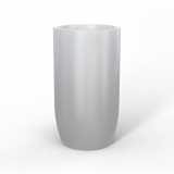 Lisbon tall round fiberglass planter in Metallic Silver, studio render