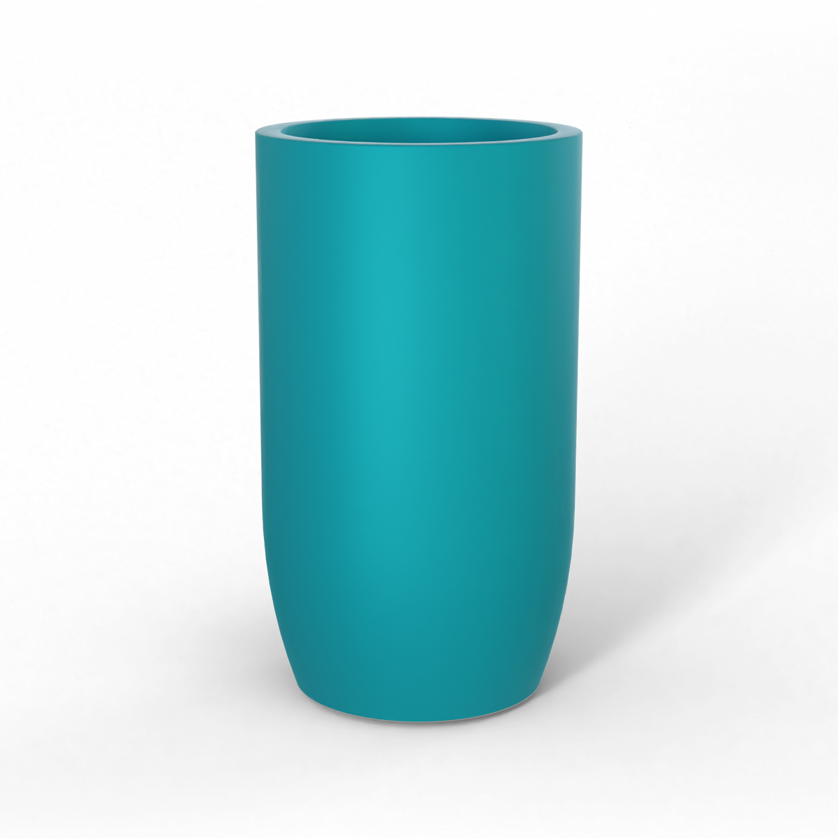 Lisbon tall round fiberglass planter in Satin Seafoam Green, studio render