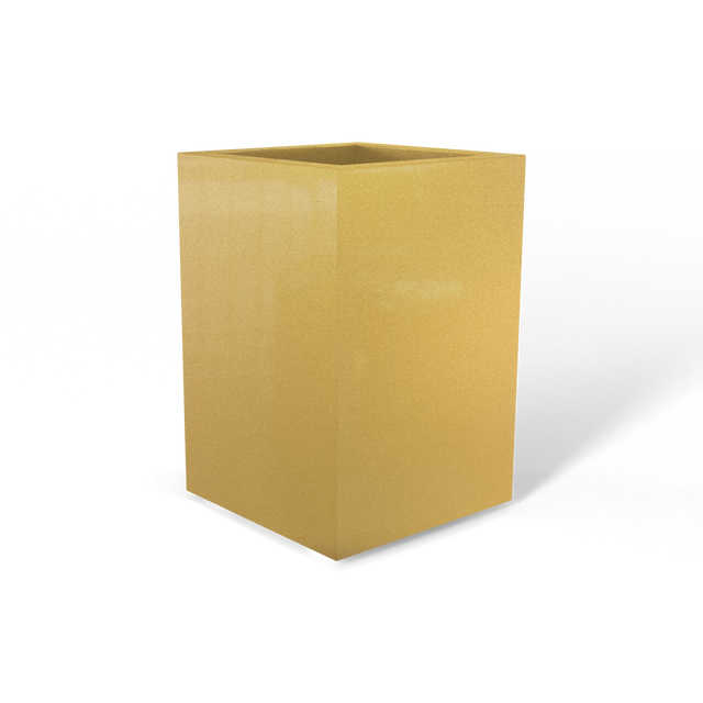 Miami corner fiberglass planter in Gloss Metallic Gold, 12 × 12 × 18 in, studio render