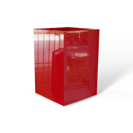 Miami corner fiberglass planter in Gloss Red, 12 × 12 × 18 in, studio render