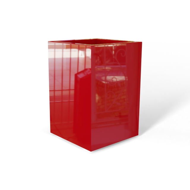 Miami corner fiberglass planter in Gloss Red, 12 × 12 × 18 in, studio render