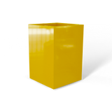 Miami corner fiberglass planter in Gloss Saffron, 12 × 12 × 18 in, studio render