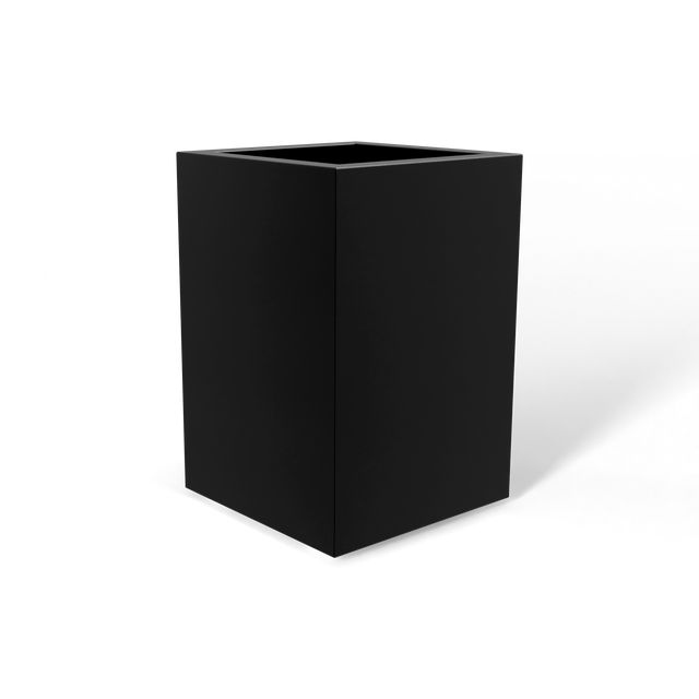 Miami corner fiberglass planter in Matte Black, 12 × 12 × 18 in, studio render