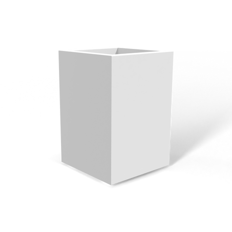 Miami corner fiberglass planter in Matte Bright White, 12 × 12 × 18 in, studio render