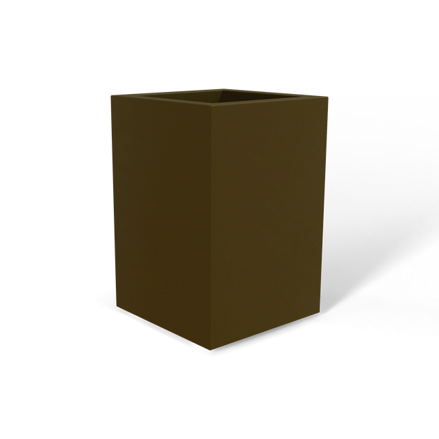 Miami corner fiberglass planter in Matte Bronze, 12 × 12 × 18 in, studio render