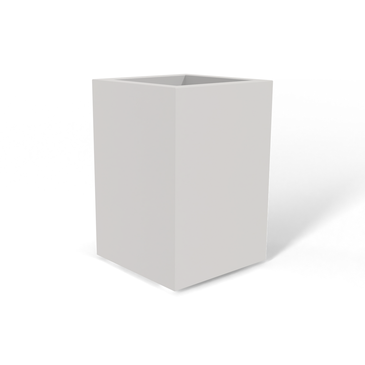 Miami corner fiberglass planter in Matte Cement Grey, 12 × 12 × 18 in, studio render