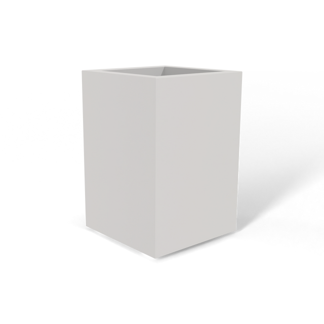 Miami corner fiberglass planter in Matte Cement Grey, 12 × 12 × 18 in, studio render