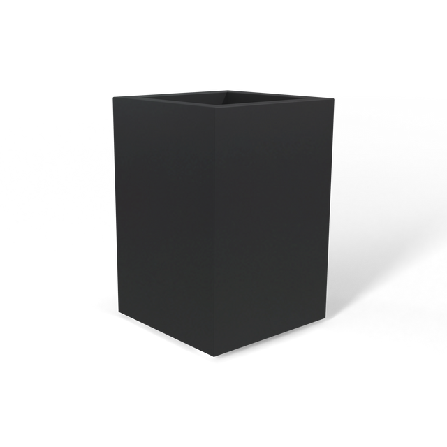Miami corner fiberglass planter in Matte Charcoal, 12 × 12 × 18 in, studio render