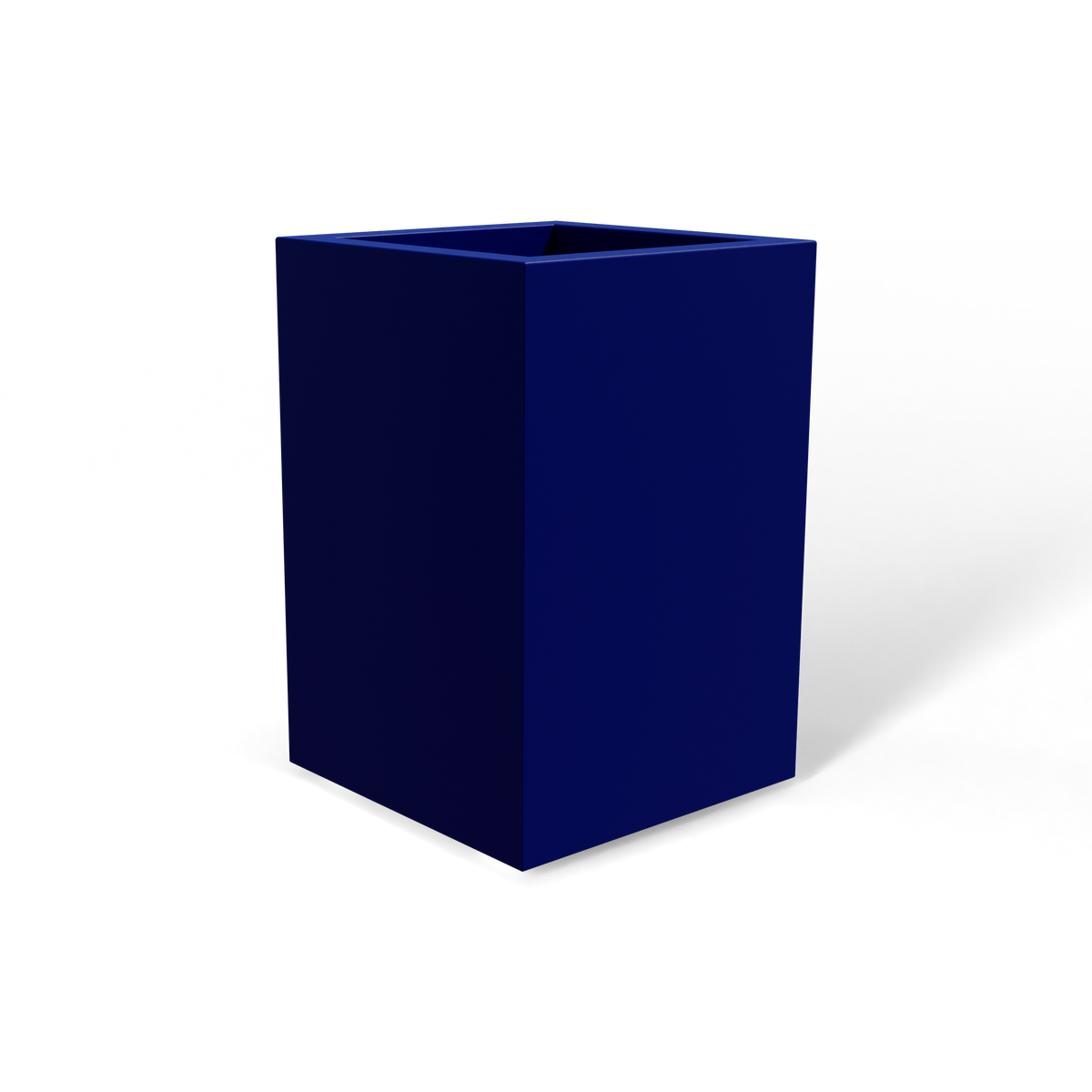 Miami corner fiberglass planter in Matte Cobalt Blue, 12 × 12 × 18 in, studio render