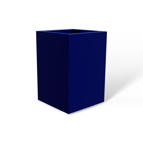 Miami corner fiberglass planter in Matte Cobalt Blue, 12 × 12 × 18 in, studio render